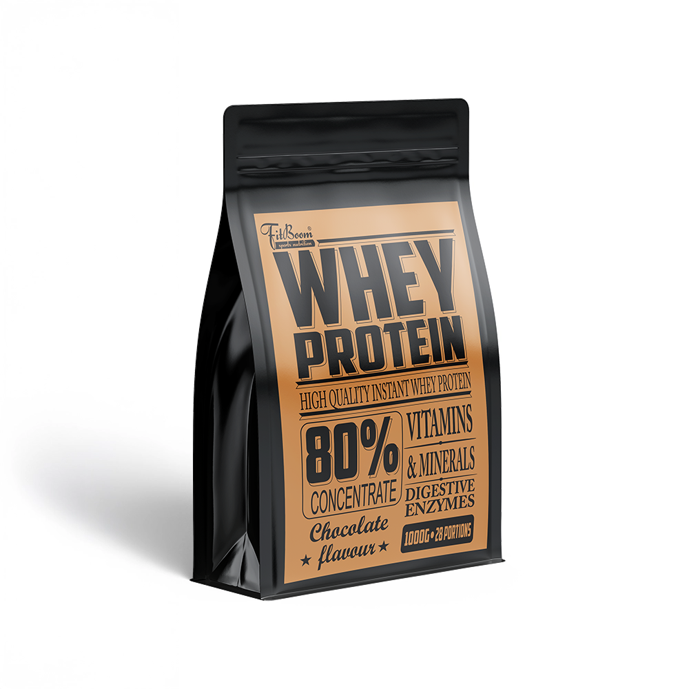 Whey Protein 80% Chocolate 1000 g – kvalitný srvátkový proteín s vysokým obsahom bielkovín pre podporu rastu svalov, regenerácie po tréningu a doplnenie dennej potreby bielkovín. Ideálny pre aktívnych športovcov a fitness nadšencov.
