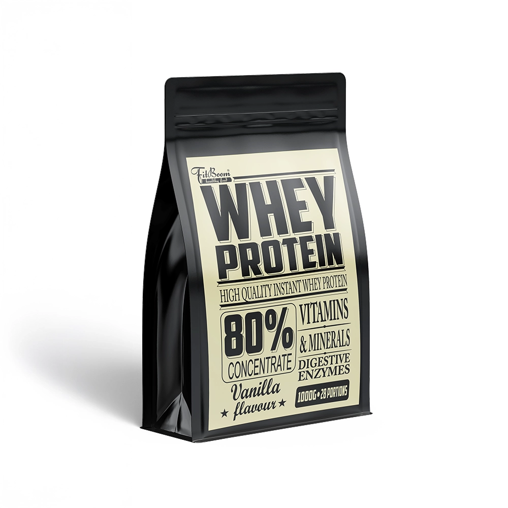 Whey Protein Vanilla 80% 1000 g – kvalitný srvátkový proteín s vysokým obsahom bielkovín pre podporu rastu svalov, regenerácie po tréningu a doplnenie dennej potreby bielkovín. Ideálny pre aktívnych športovcov a fitness nadšencov.