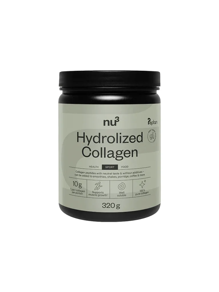 nu3 Hydrolyzed Collagen je čistý hovädzí kolagénový hydrolyzát bez chuti, ktorý sa rýchlo rozpúšťa a môžete ho ľahko pridať do jedla či nápojov. Praktická každodenná podpora pre pleť, kĺby a celkové zdravie.