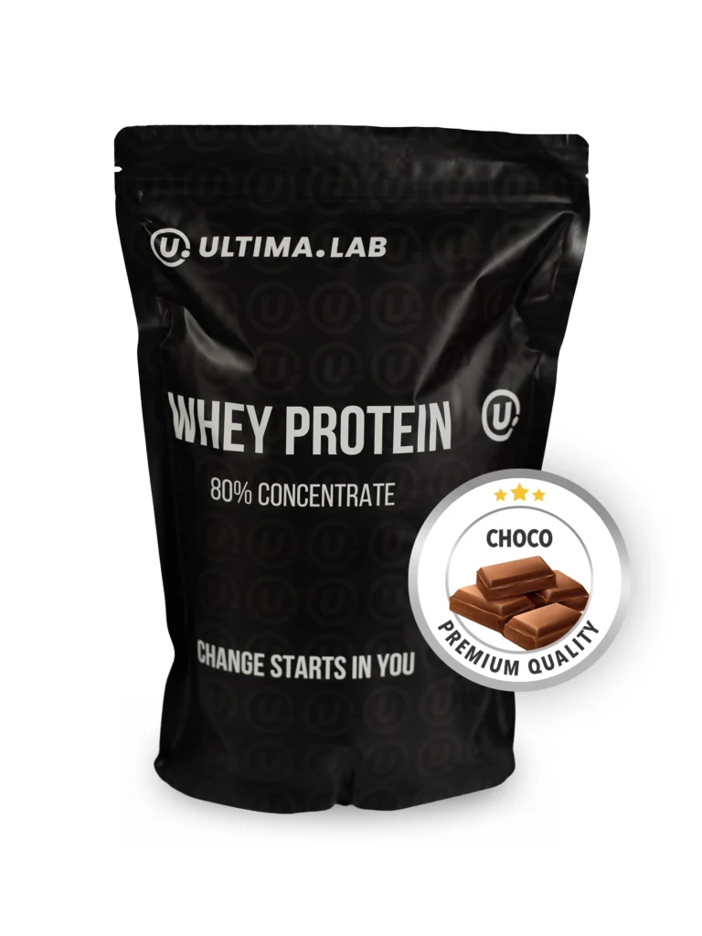 Whey Protein 80% Choco – kvalitný čokoládový srvátkový proteín s vysokým obsahom bielkovín pre podporu rastu svalov, regenerácie po tréningu.