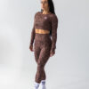 ULTIMA.LAB Backless Leopard Long Sleeve Crop Top