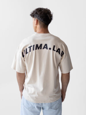 ULTIMA.LAB Oversize T-Shirt Cream - zadný pohľad Pánske krémové oversize tričko ULTIMA.LAB - zadný pohľad